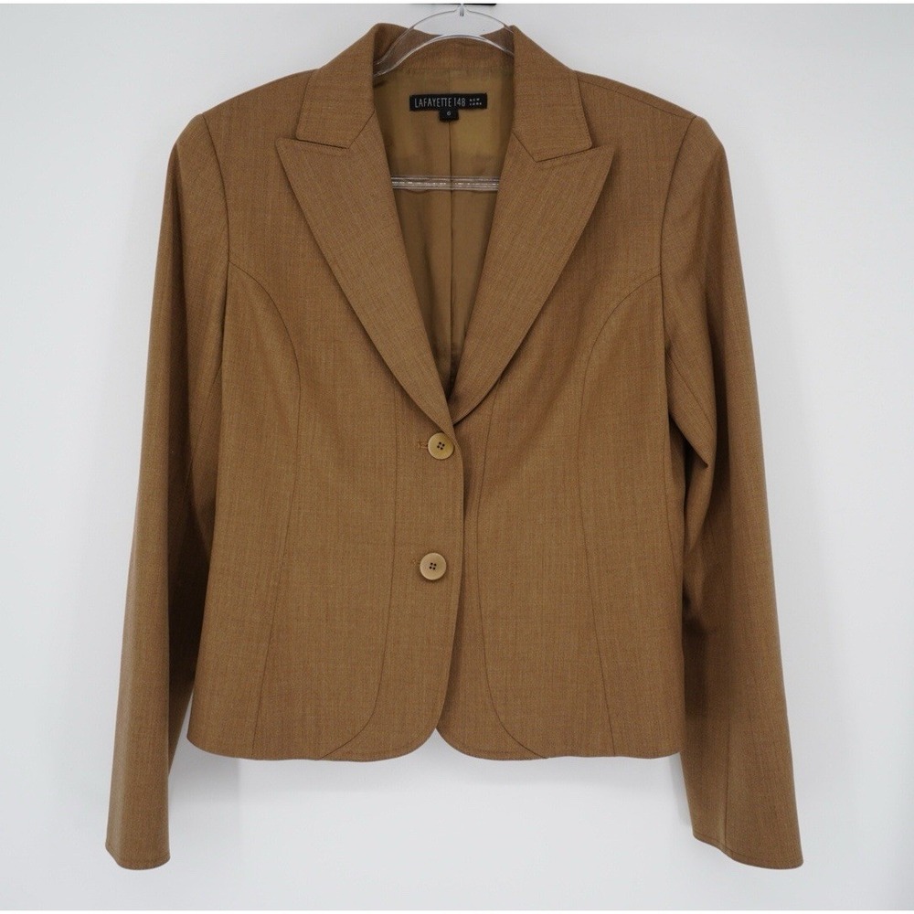 Lafayette 148 New York Wool Tan Brown Women's Blaze Old Money Academia Size 6